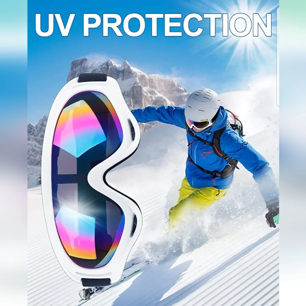 White Iridescent Ski Goggles Snowboard Goggles Kids Youth Women Men